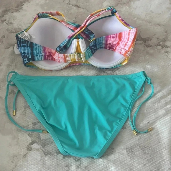 Bleu Rod Beattie Rainbow Tye Dye D-Cup Swim Top 38D and Bottom - Picture 7 of 11